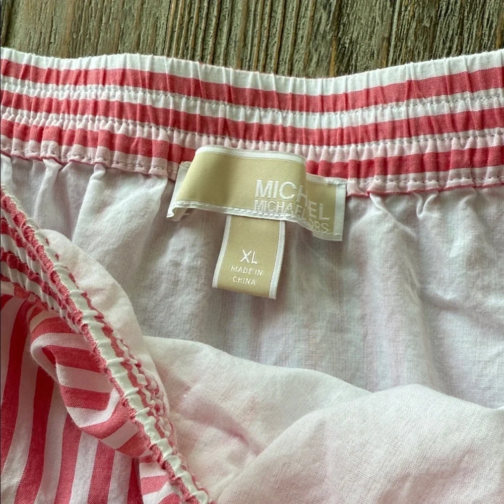 Michael Kors Pink Striped Tiered Lined Women's Skirt XL